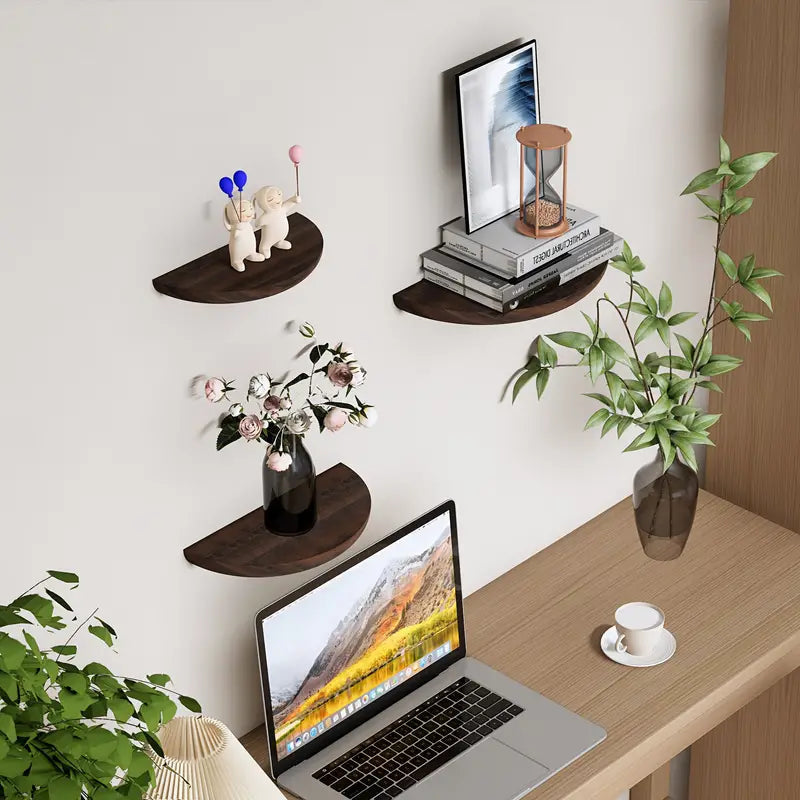 Elegant Half-Circle Wooden Wall Shelf for Stylish Storage