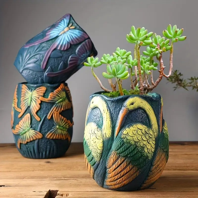 Charming Hand-Painted Plant Holder for Any Space