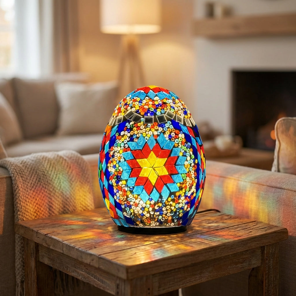 Mosaic Egg Lamp - Handcrafted Decorative Lighting Piece