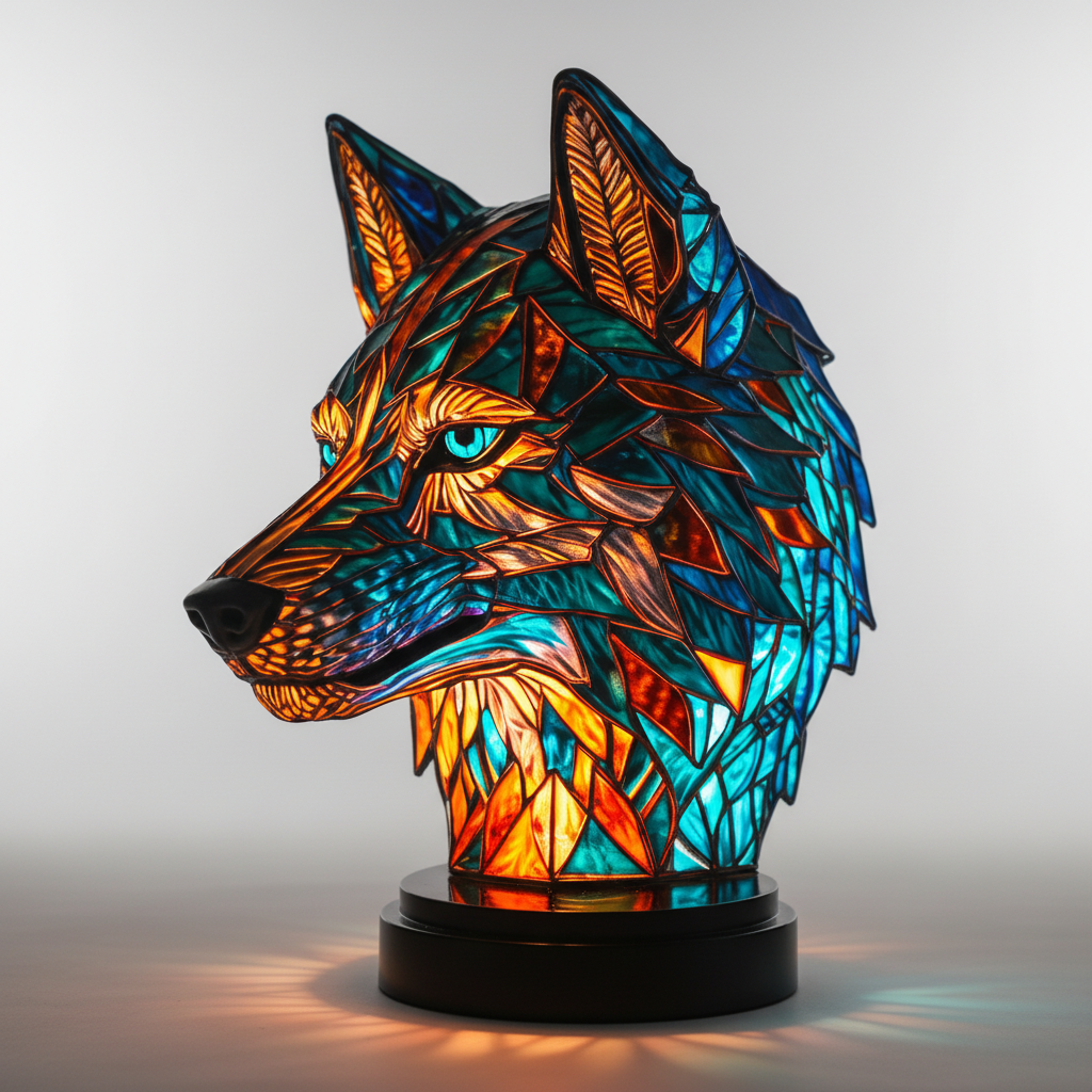 Animal Head Mosaic Lamp - Handcrafted Decorative Light