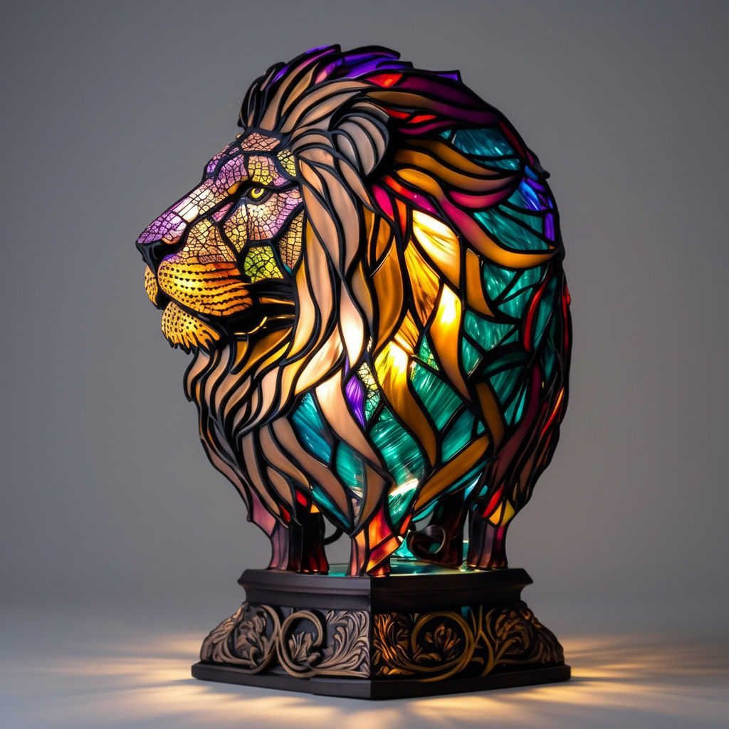 Animal Head Mosaic Lamp - Handcrafted Decorative Light