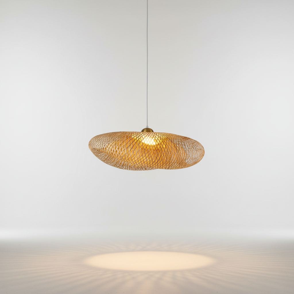 Rattan Hanging Light Fixture - Handcrafted Woven Design