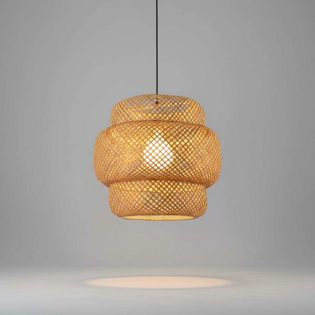 Rattan Hanging Light Fixture - Handcrafted Woven Design