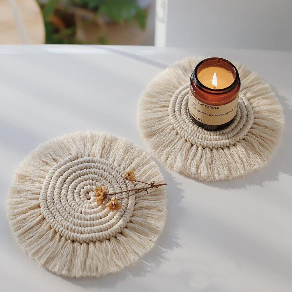 Handcrafted Cotton Coasters – Bohemian Style Set of 3