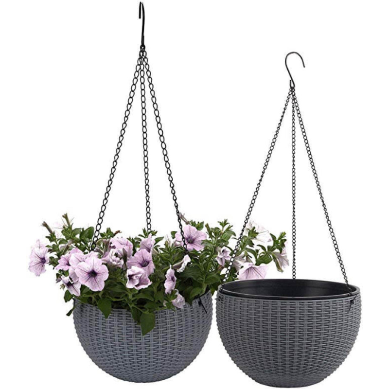 Elegant Round Hanging Planter with Iron Chain