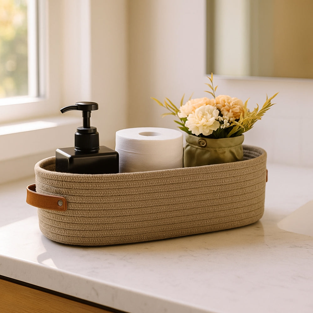 Natural Fiber Storage Basket with Easy-Grip Handles