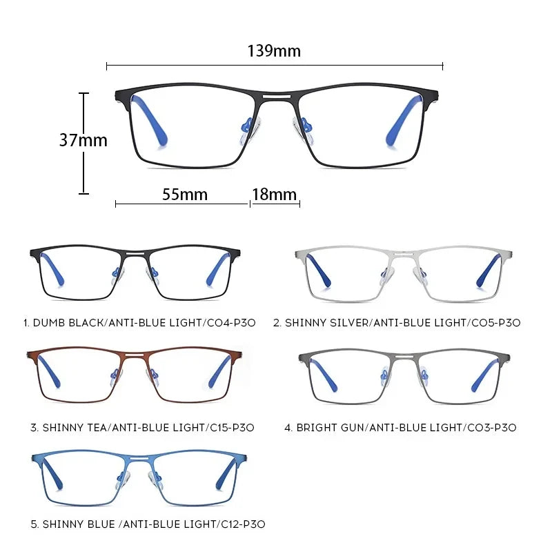 VividVision Blue Light Filtering Glasses for Men – Lightweight Rectangle Design