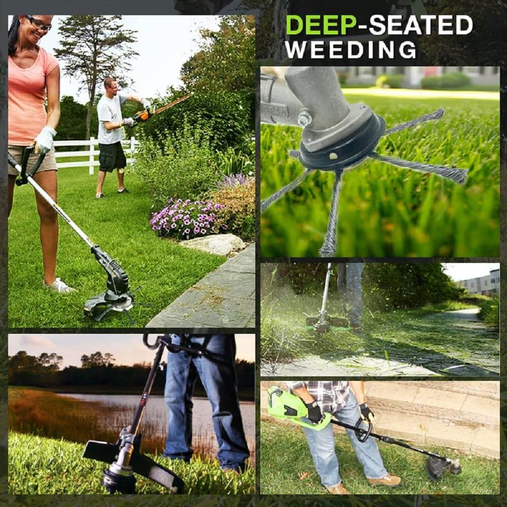Robust Steel Brush Trimmer Head | 6-Inch Outdoor Cleaning Tool