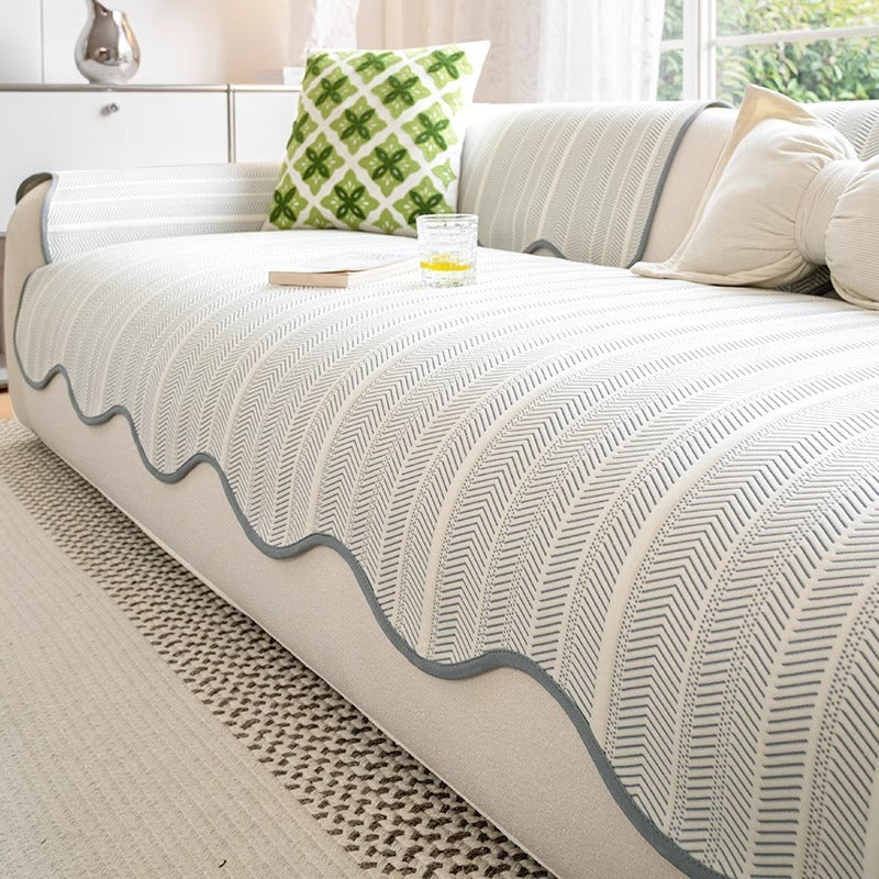 Stylish Microfiber Sofa Protector with Non-Slip Backing