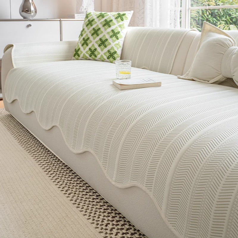 Stylish Microfiber Sofa Protector with Non-Slip Backing