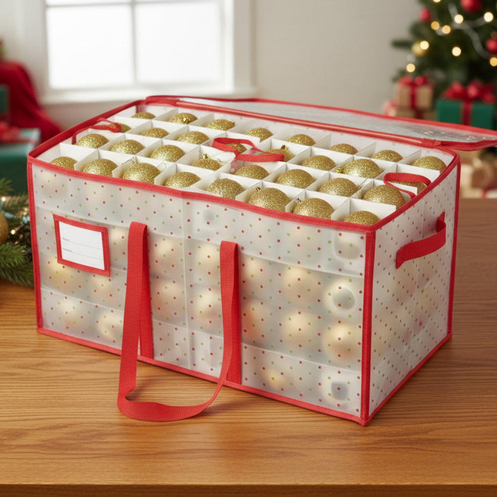 Ultimate Ornament Keeper | Spacious Zippered Storage for 128 Treasures