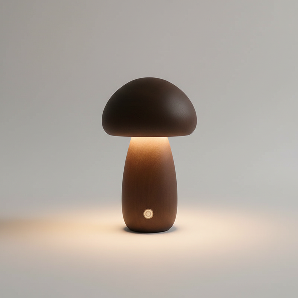 Glow-In-The-Dark Wooden Mushroom Lamp