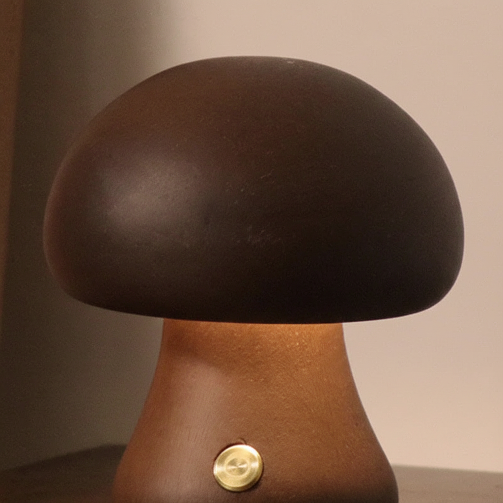 Glow-In-The-Dark Wooden Mushroom Lamp