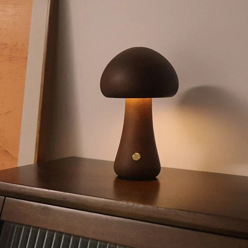 Glow-In-The-Dark Wooden Mushroom Lamp