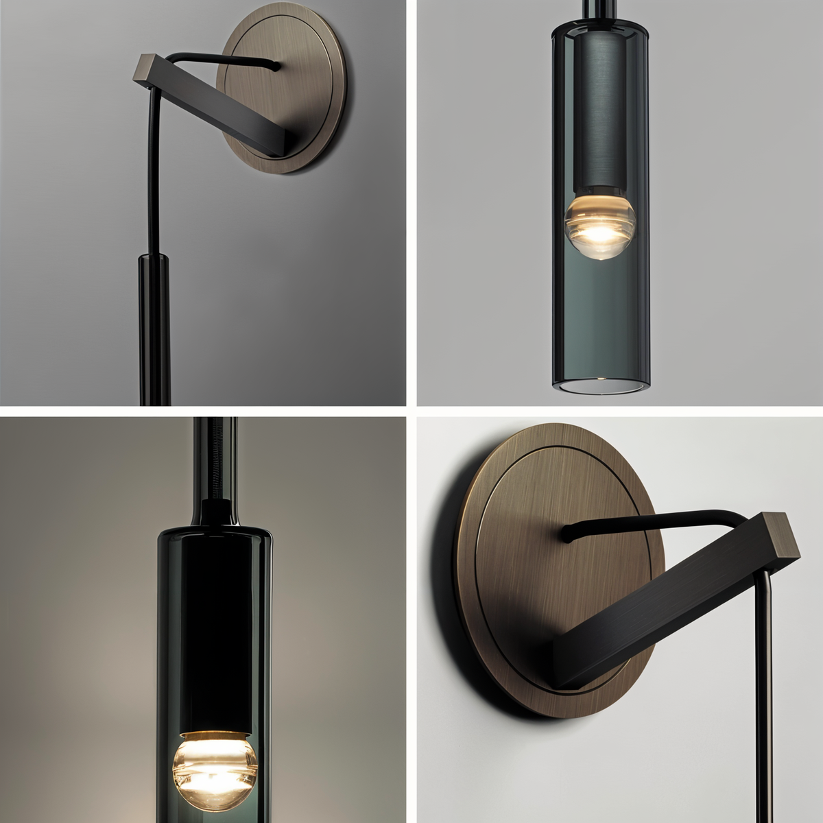 Smoke Glass Minimalist Wall Light Fixture
