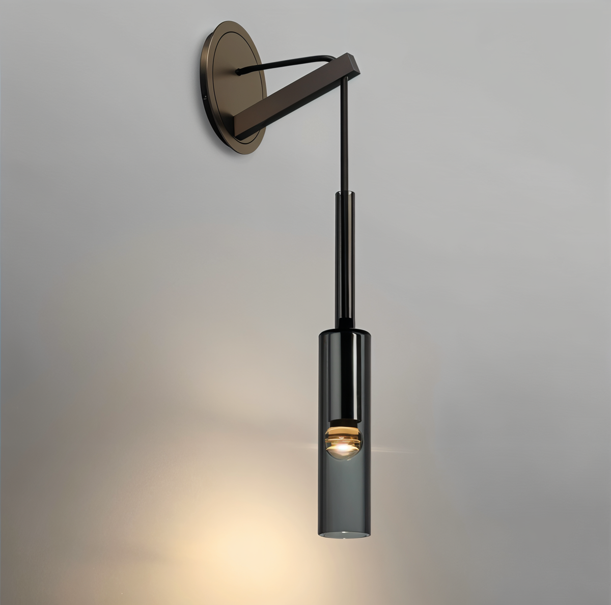 Smoke Glass Minimalist Wall Light Fixture