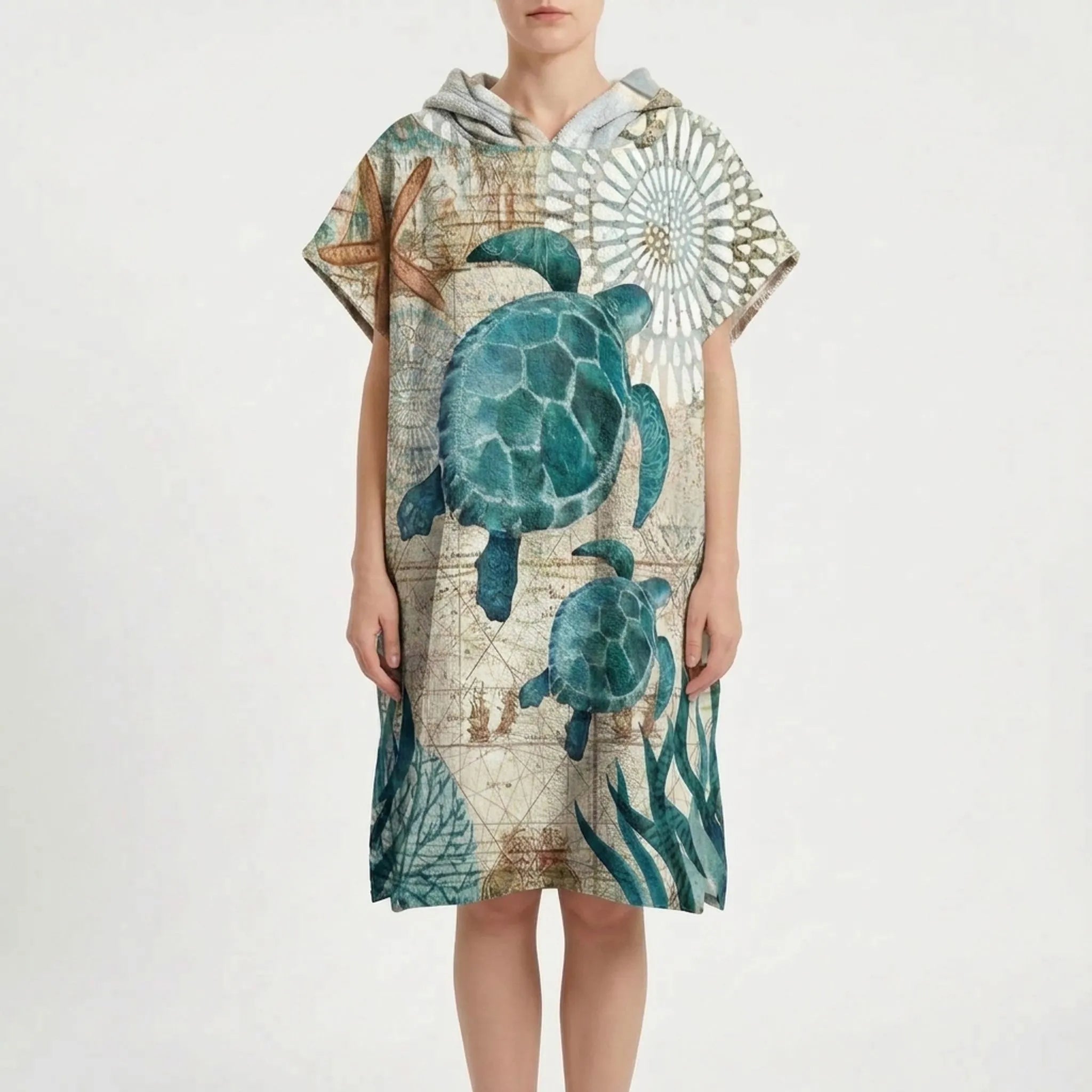 Coastal Hooded Poncho for Beach Use