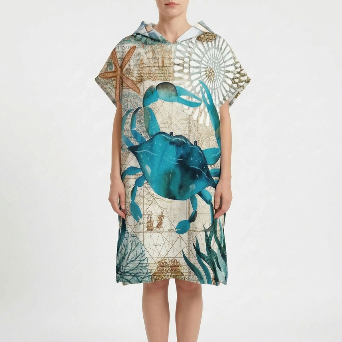 Coastal Hooded Poncho for Beach Use