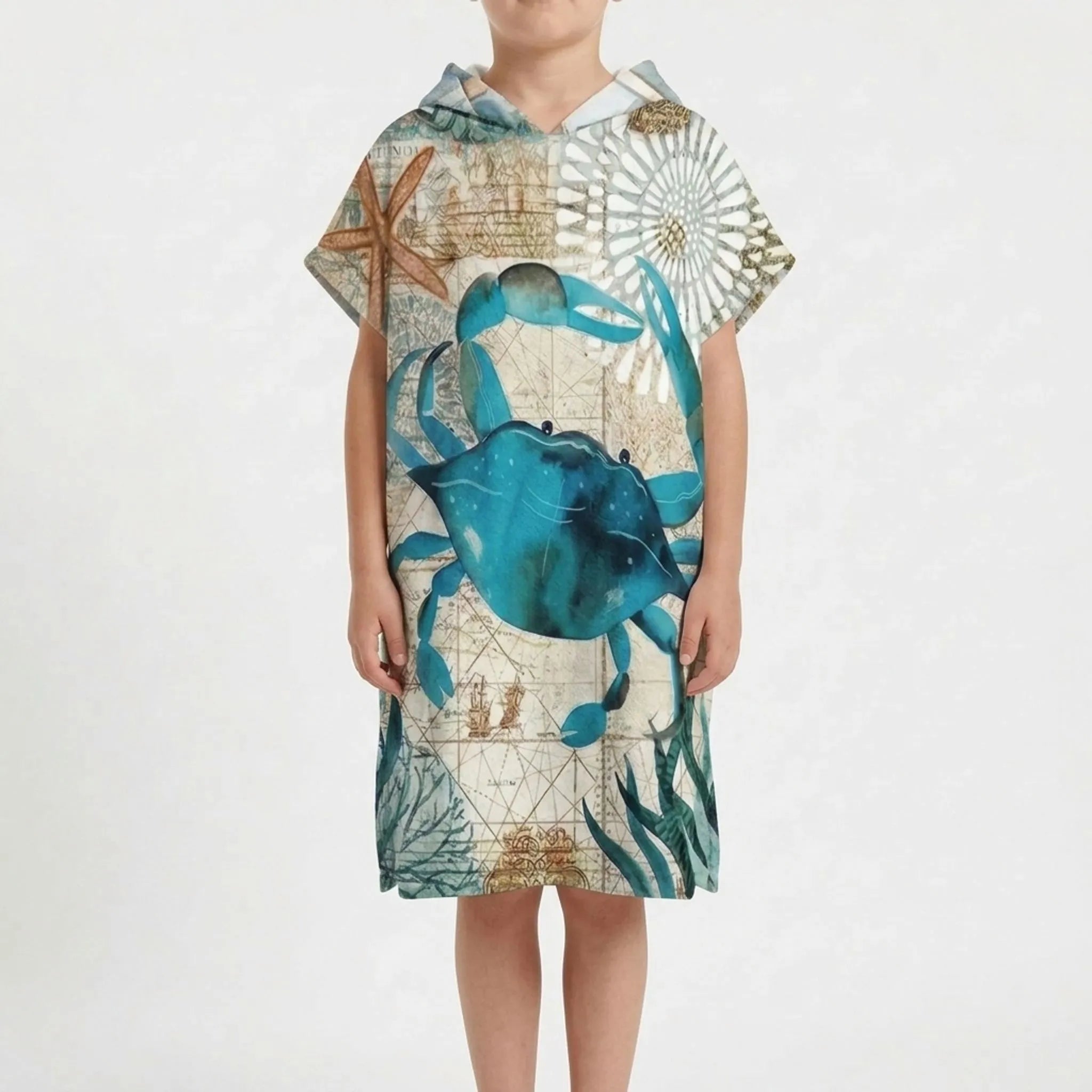 Coastal Hooded Poncho for Beach Use