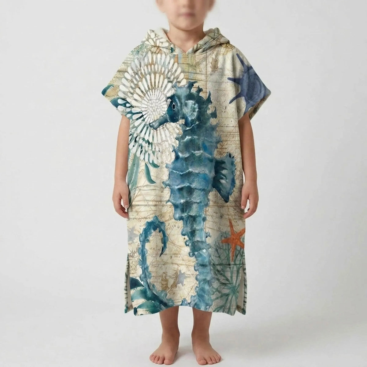 Coastal Hooded Poncho for Beach Use
