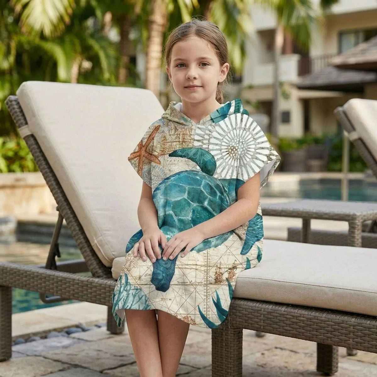 Coastal Hooded Poncho for Beach Use