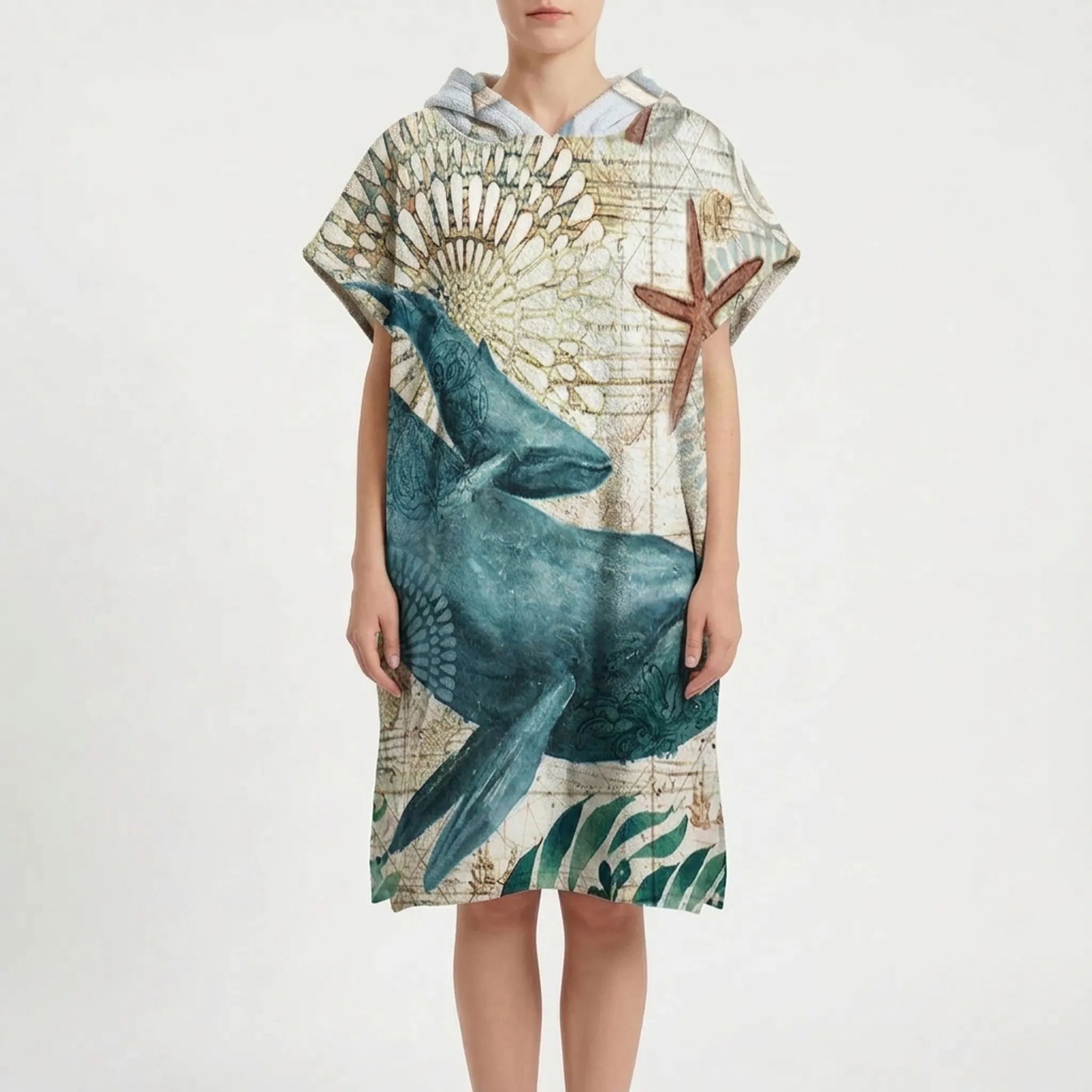 Coastal Hooded Poncho for Beach Use