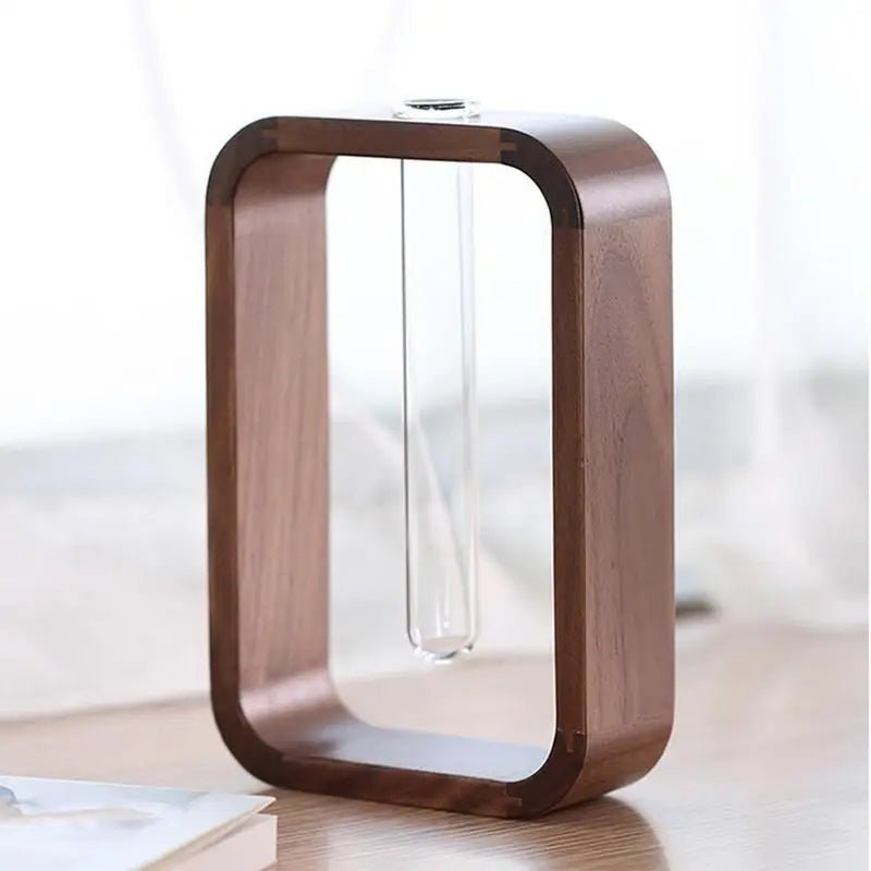 Elegant Hydroponic Display Vase with Wooden Stand