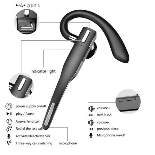 SoundWave Wireless Earphone with Noise-Cancelling Mic – 20-25H Talk Time & Adjustable Fit