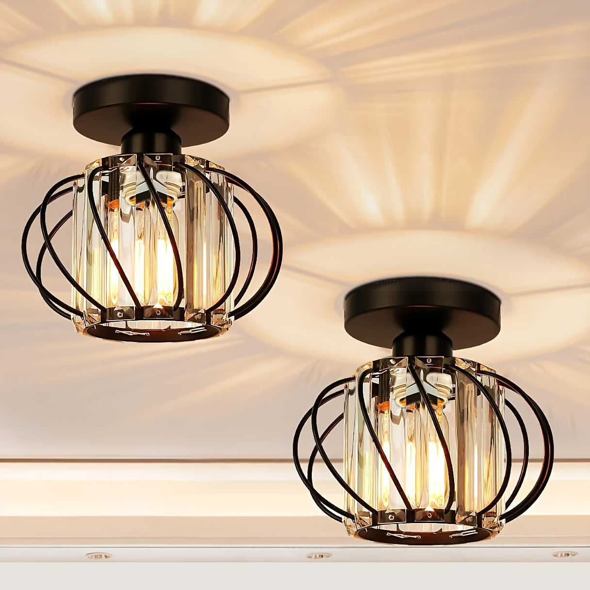 Sleek Industrial Style Semi-Flush Mount Ceiling Light with Glass Shade