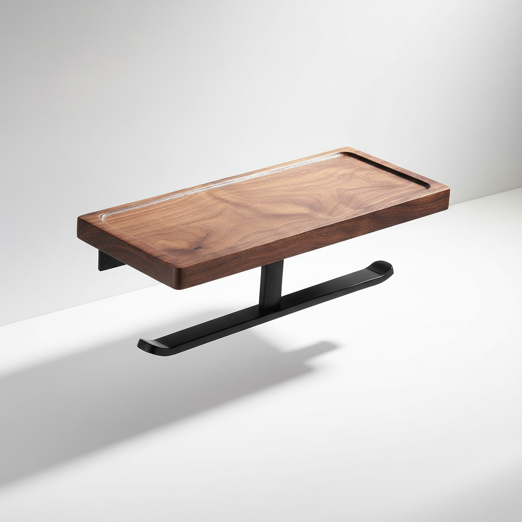 Metal Paper Holder for Industrial Use - Wooden Base