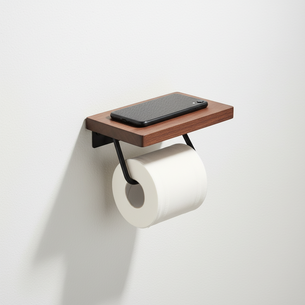 Metal Paper Holder for Industrial Use - Wooden Base