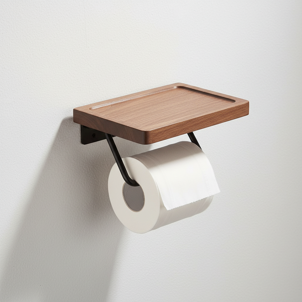 Metal Paper Holder for Industrial Use - Wooden Base