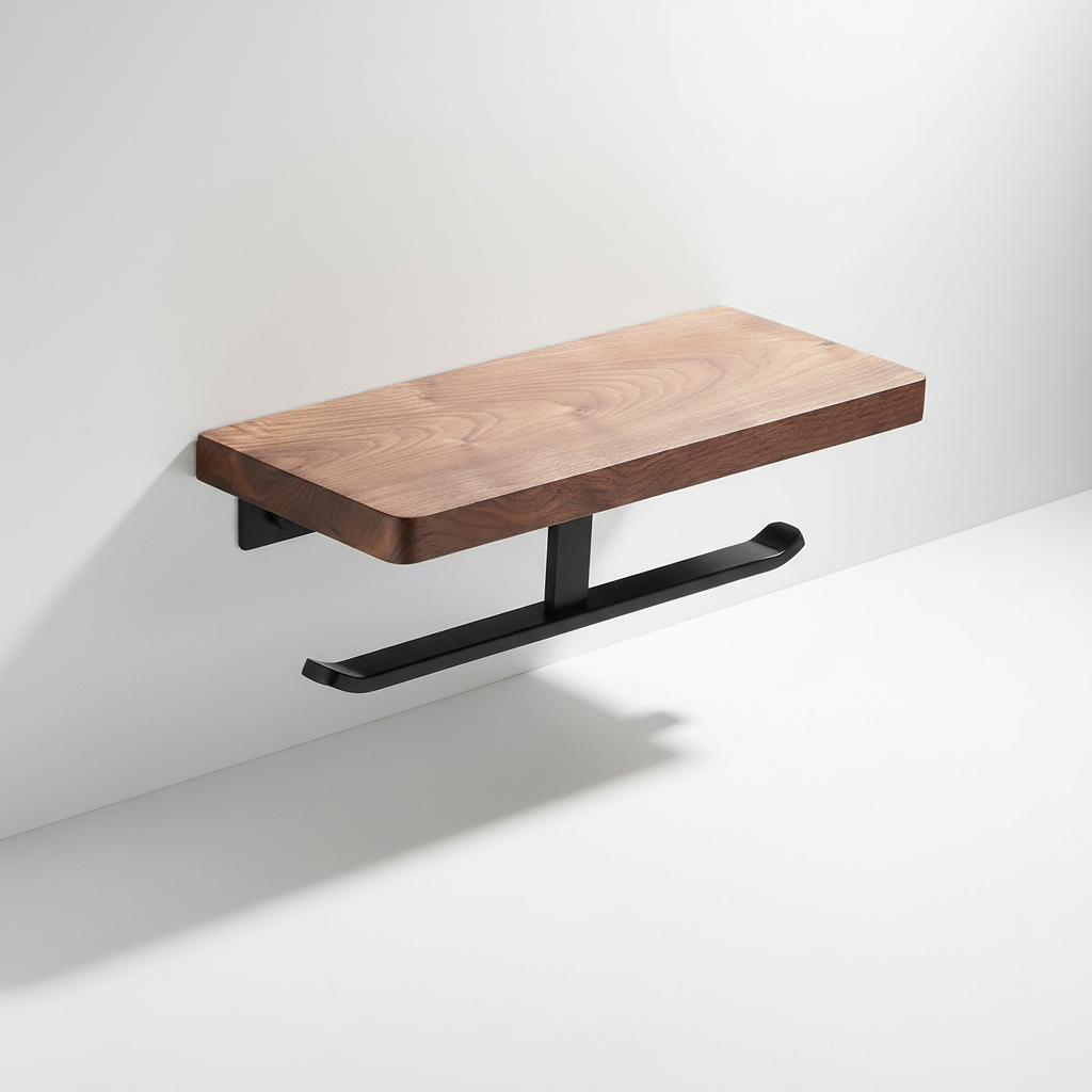 Metal Paper Holder for Industrial Use - Wooden Base