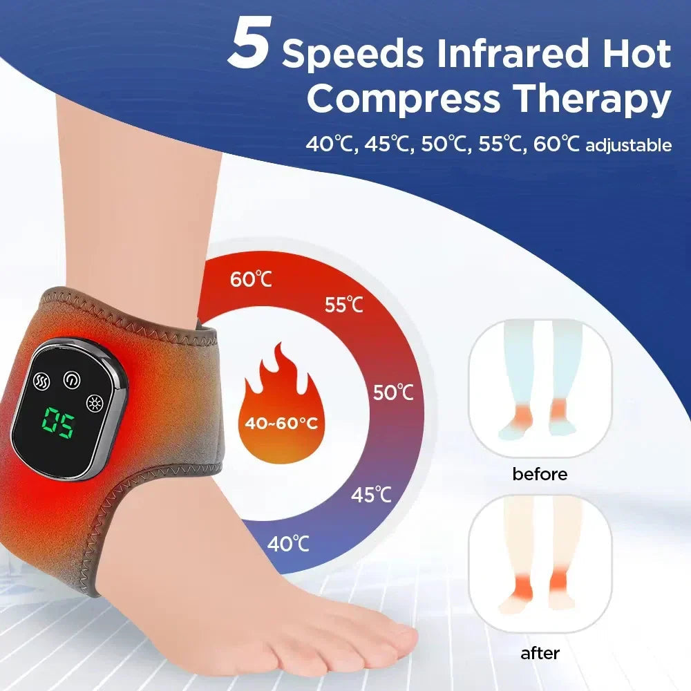 ThermoRelax Ankle Massager with Adjustable Heat & Vibration
