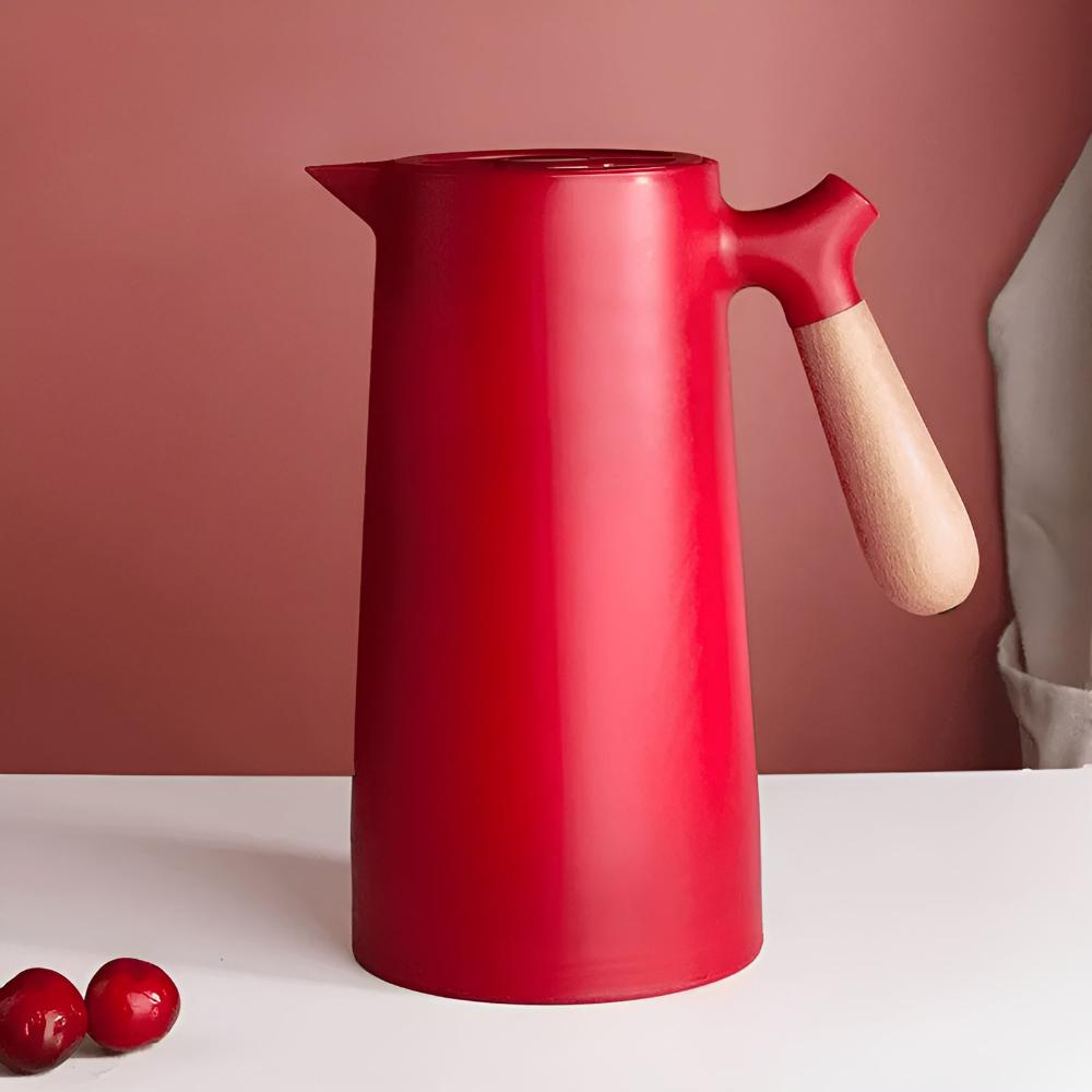 Elegant 1L Thermal Beverage Server with Wooden Handle