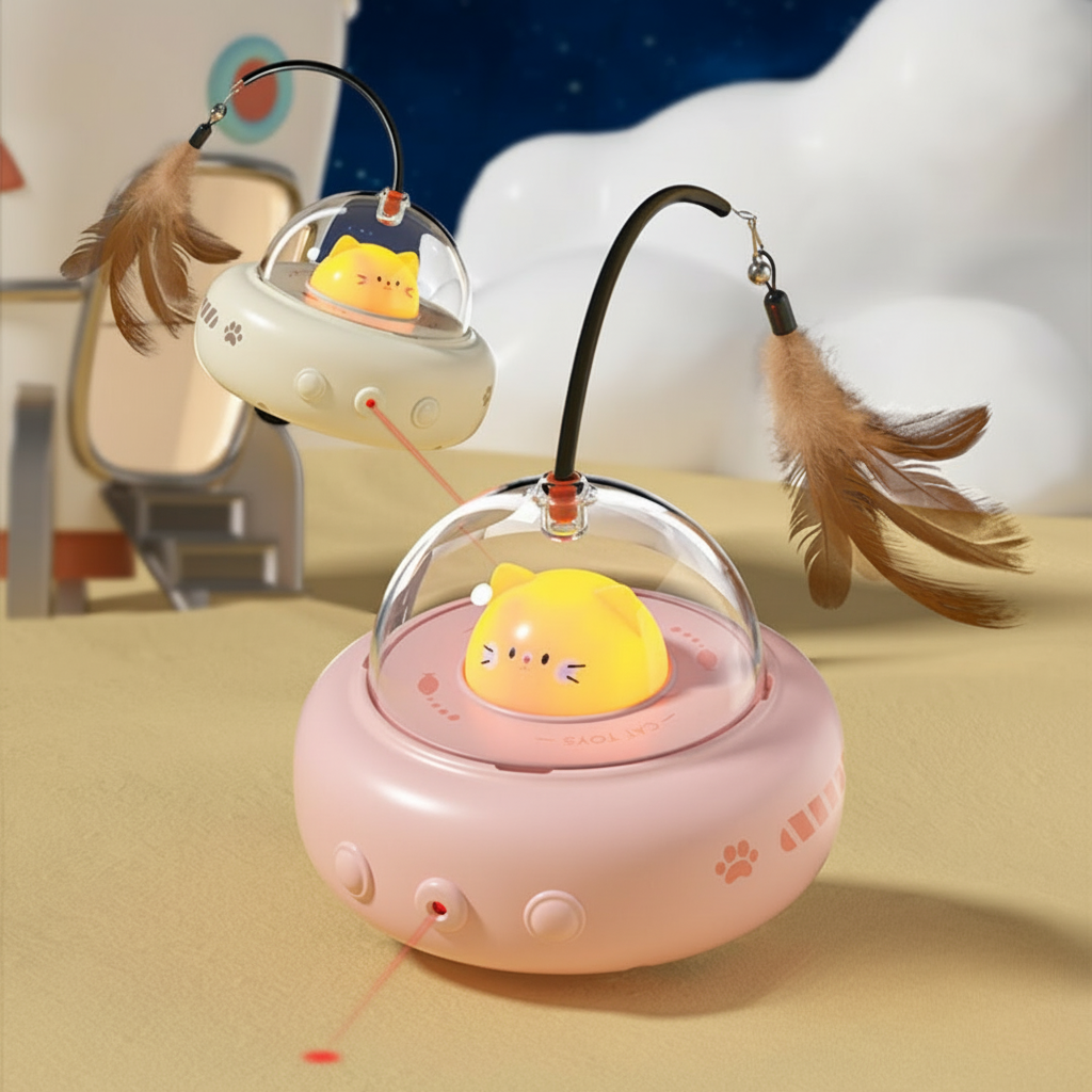 Automatic UFO Laser Toy for Active Feline Fun