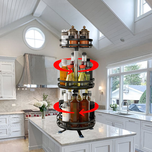 Versatile 3-Tier Rotating Metal Storage Solution