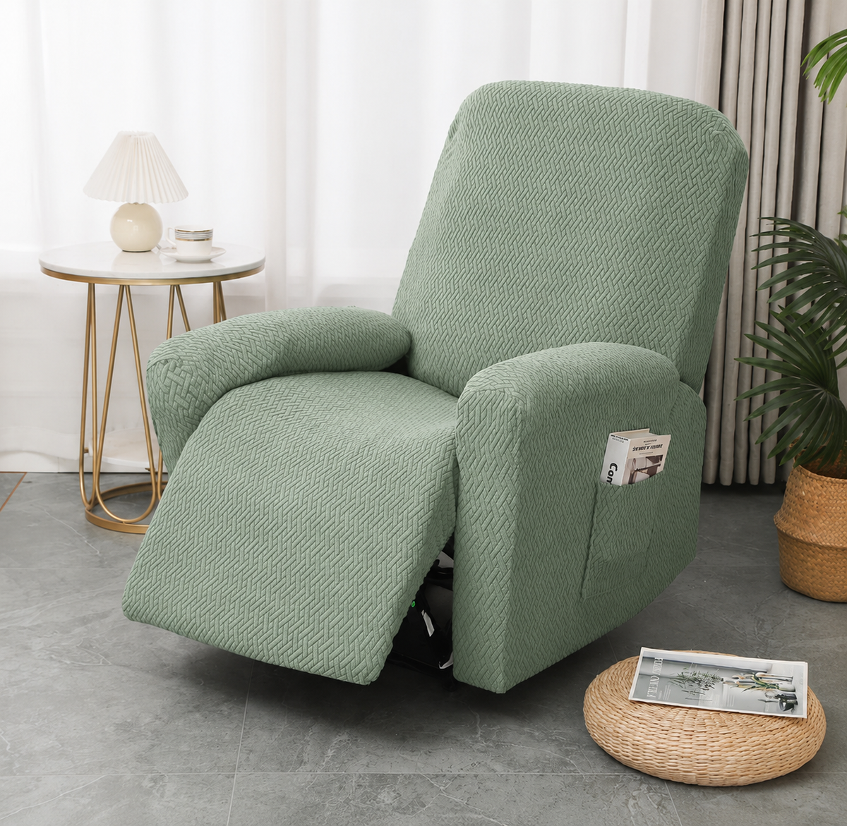CozyGuard Recliner Cover with Convenient Storage Pocket