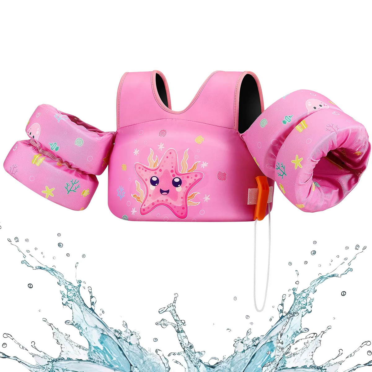 Children's Floating Safety Vest with Arm Support & Whistle