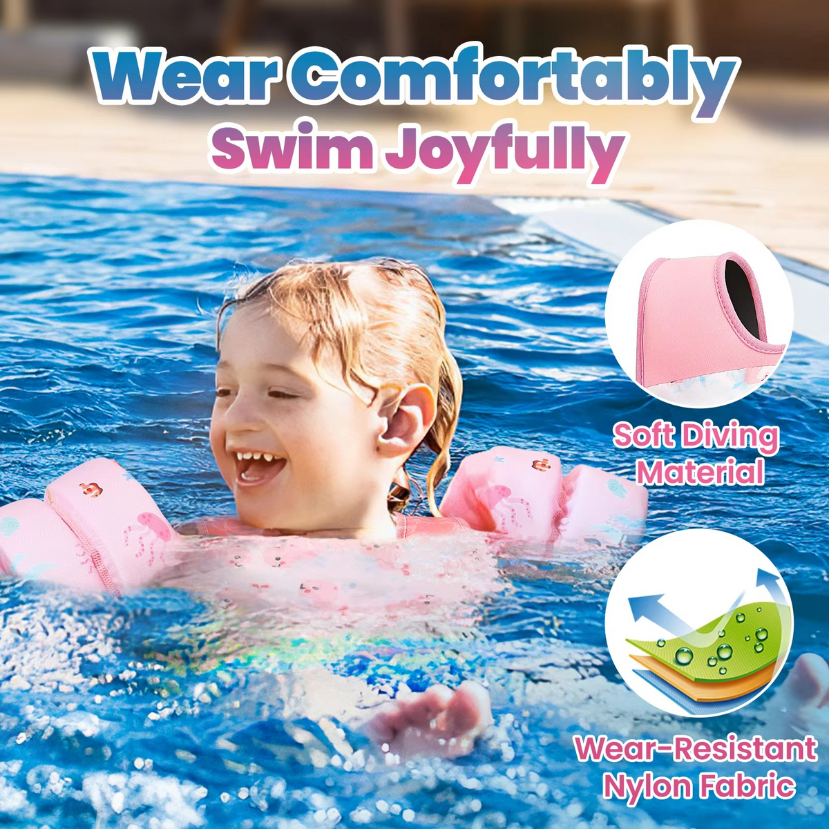 Children's Floating Safety Vest with Arm Support & Whistle