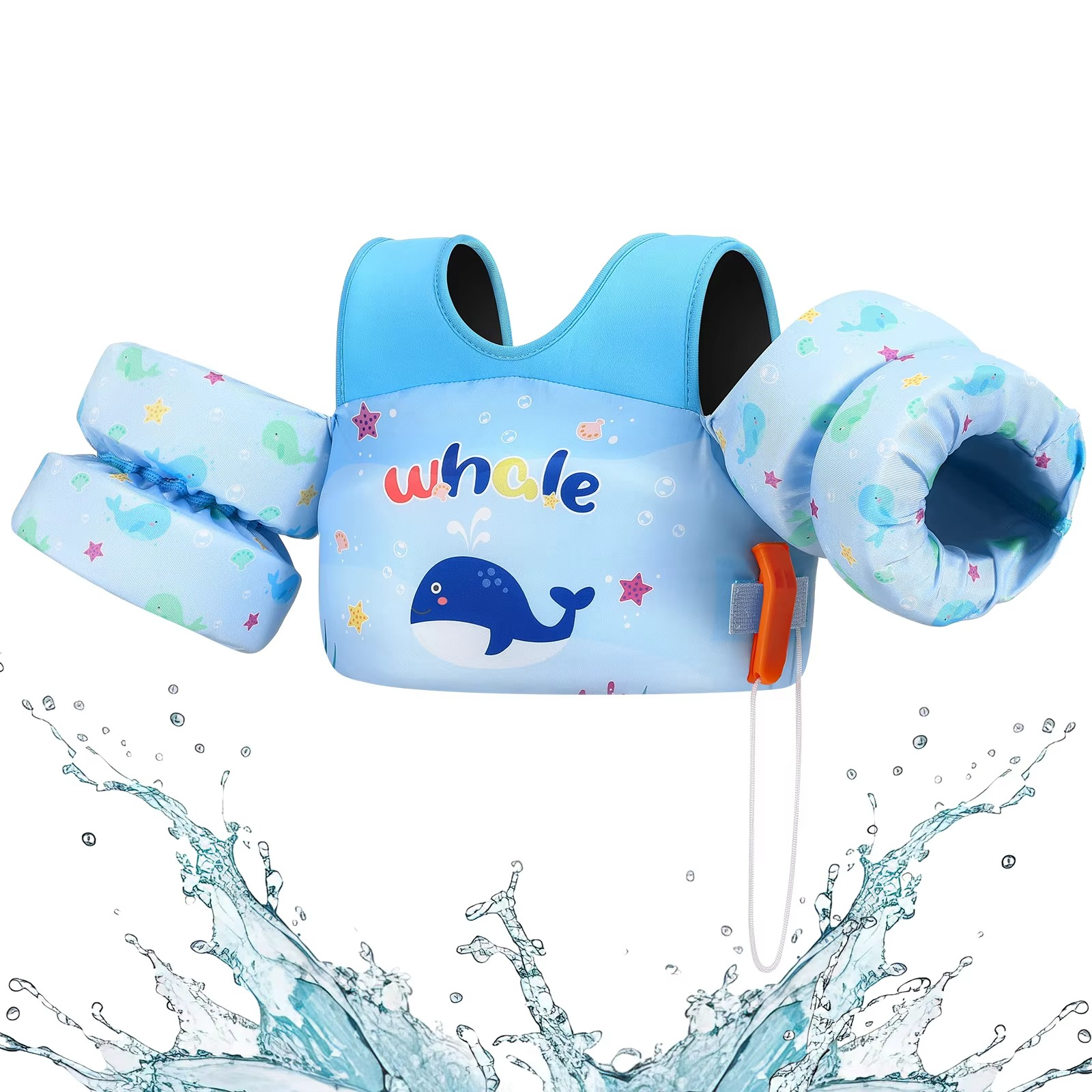 Children's Floating Safety Vest with Arm Support & Whistle