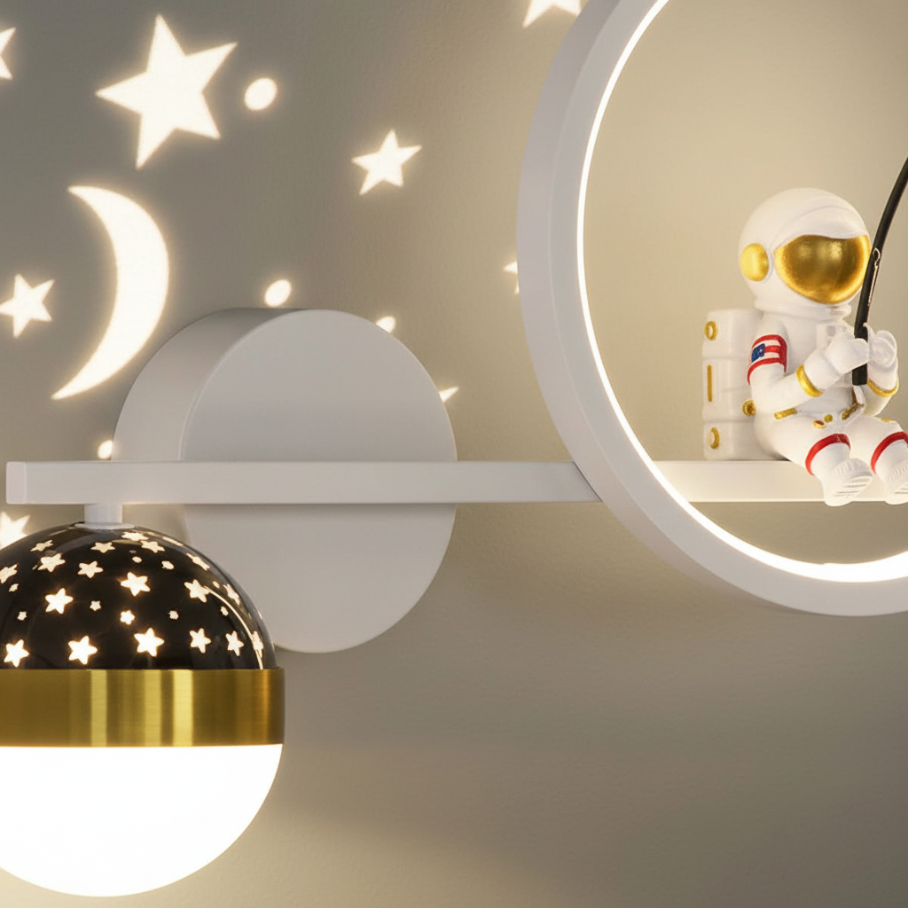 Metal Star-Shaped Wall Light for Kids' Room