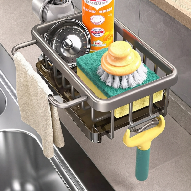 Versatile Over-Sink Organizer for Sponges and Cleaning Tools