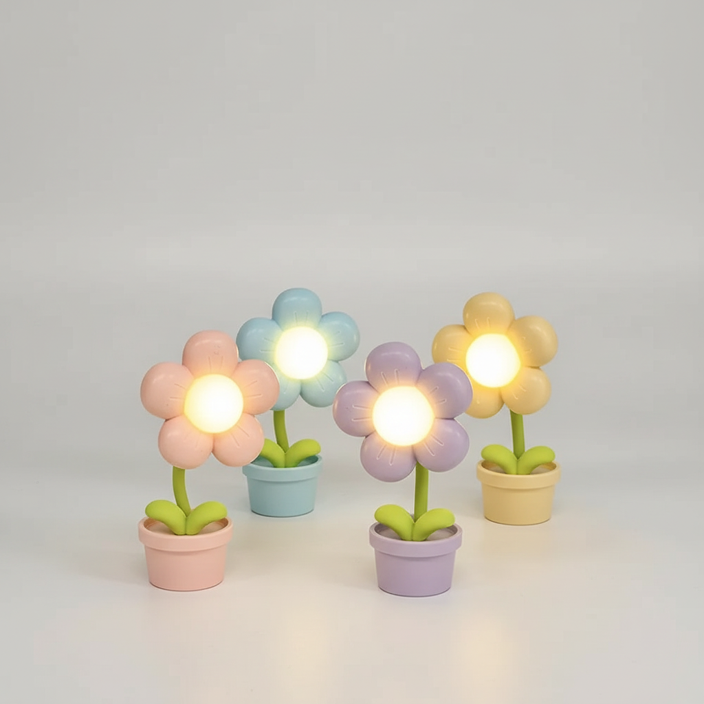 Daisy-Shaped Mini Plastic Lamp for Table Decoration