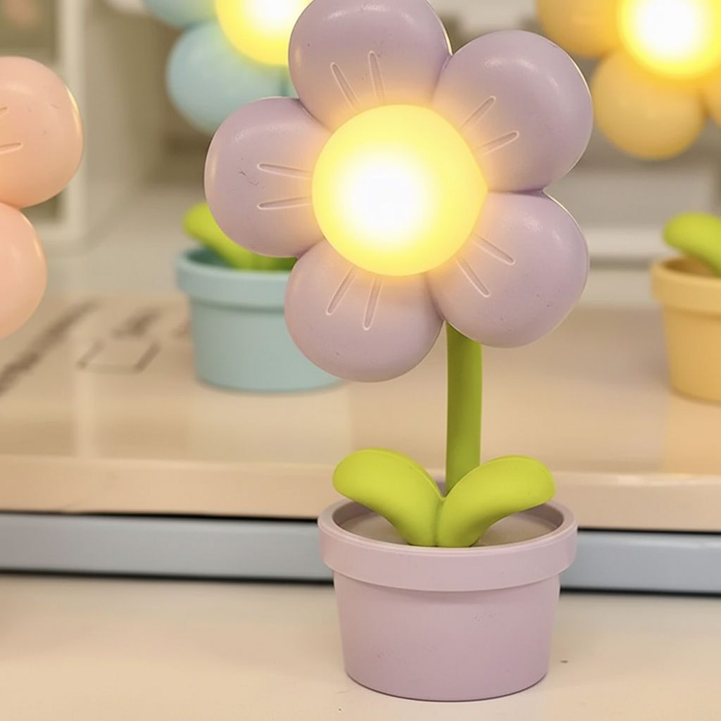 Daisy-Shaped Mini Plastic Lamp for Table Decoration
