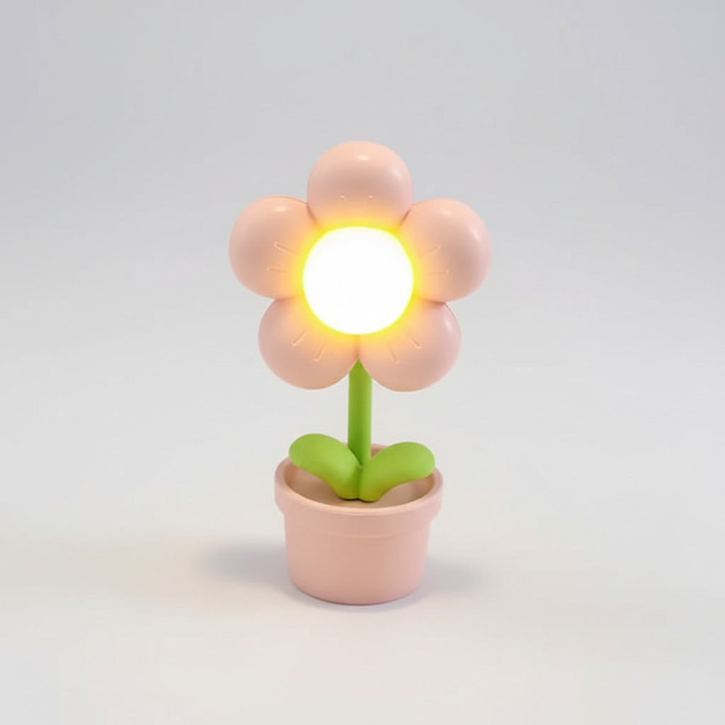 Daisy-Shaped Mini Plastic Lamp for Table Decoration