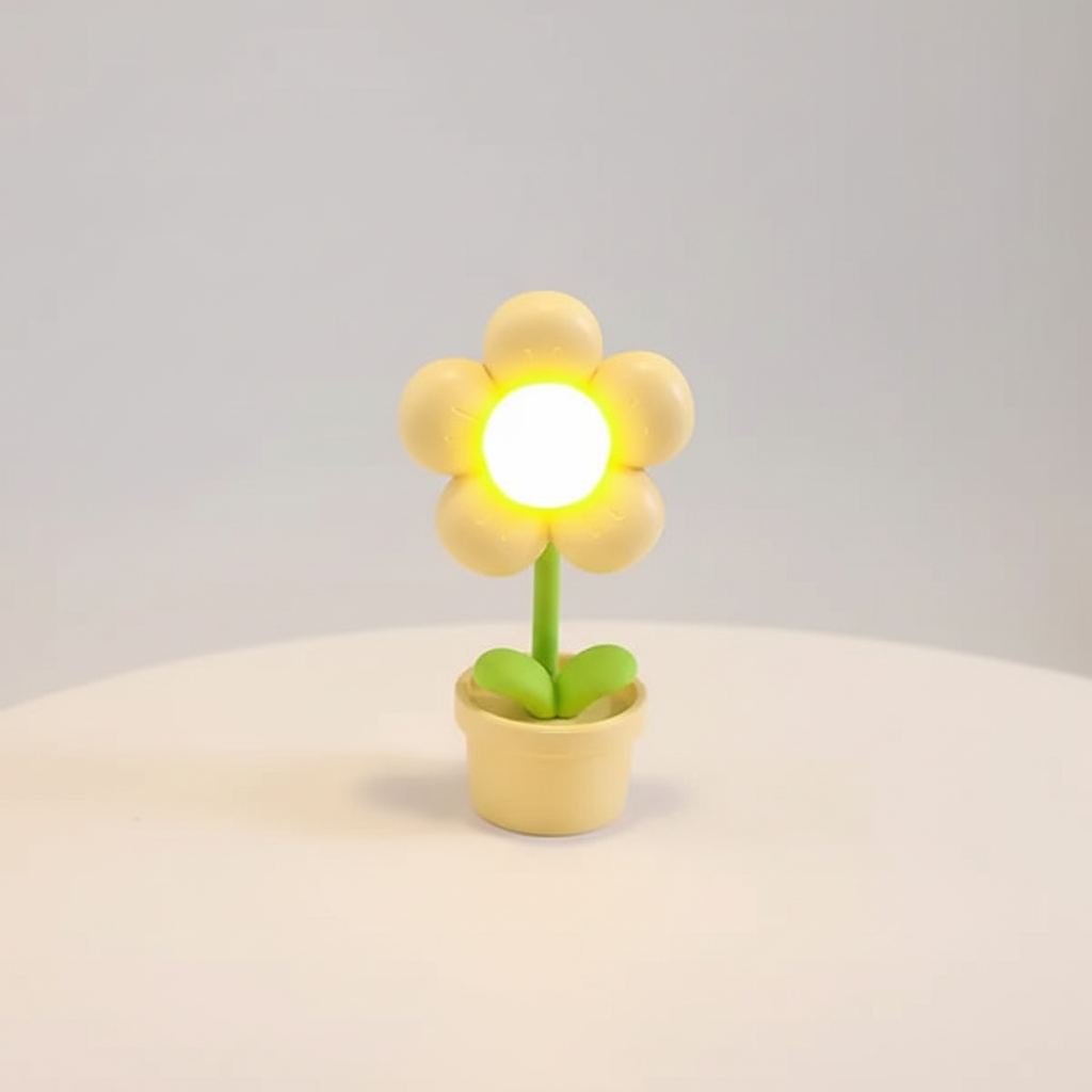 Daisy-Shaped Mini Plastic Lamp for Table Decoration