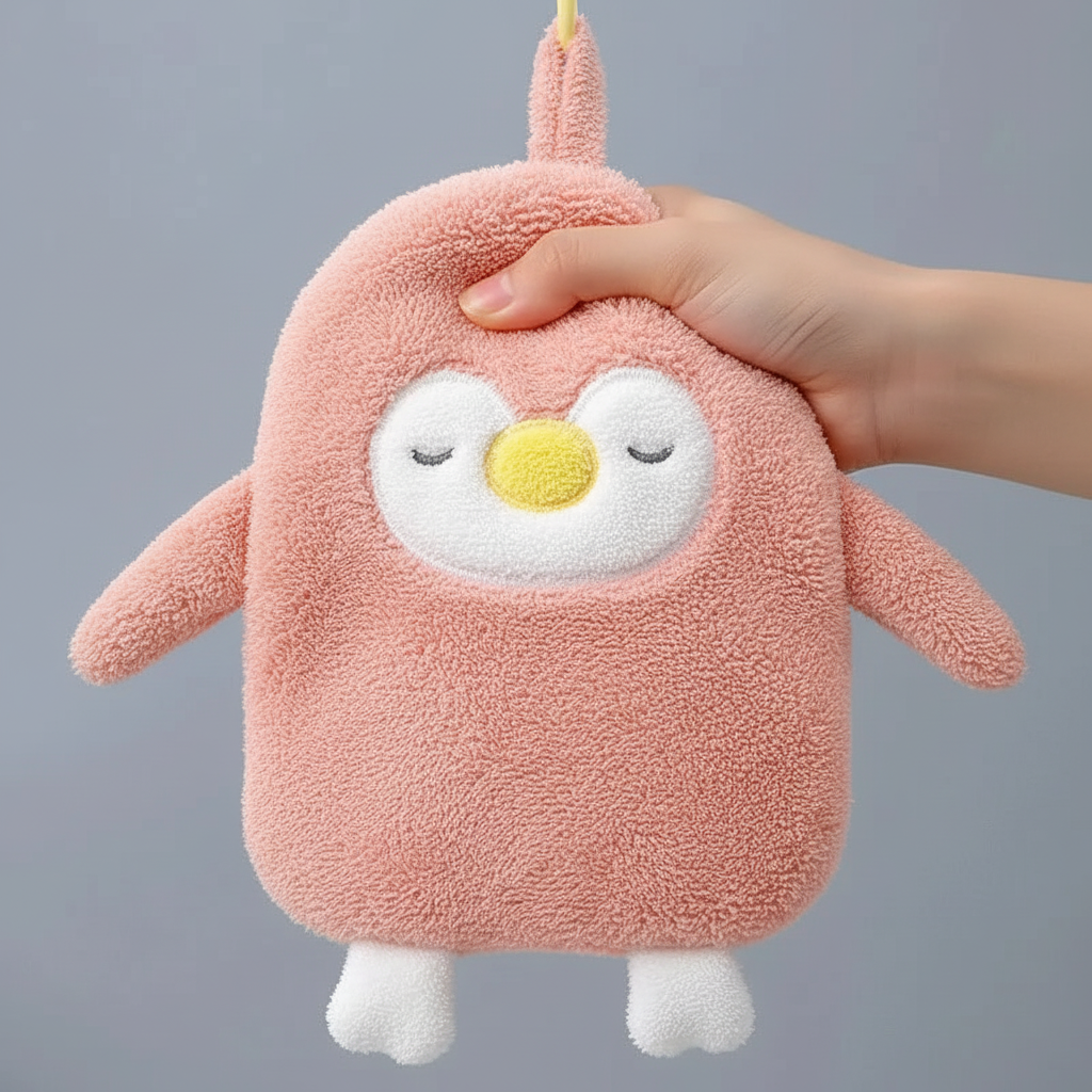 Penguin Design Coral Fleece Bath Towel