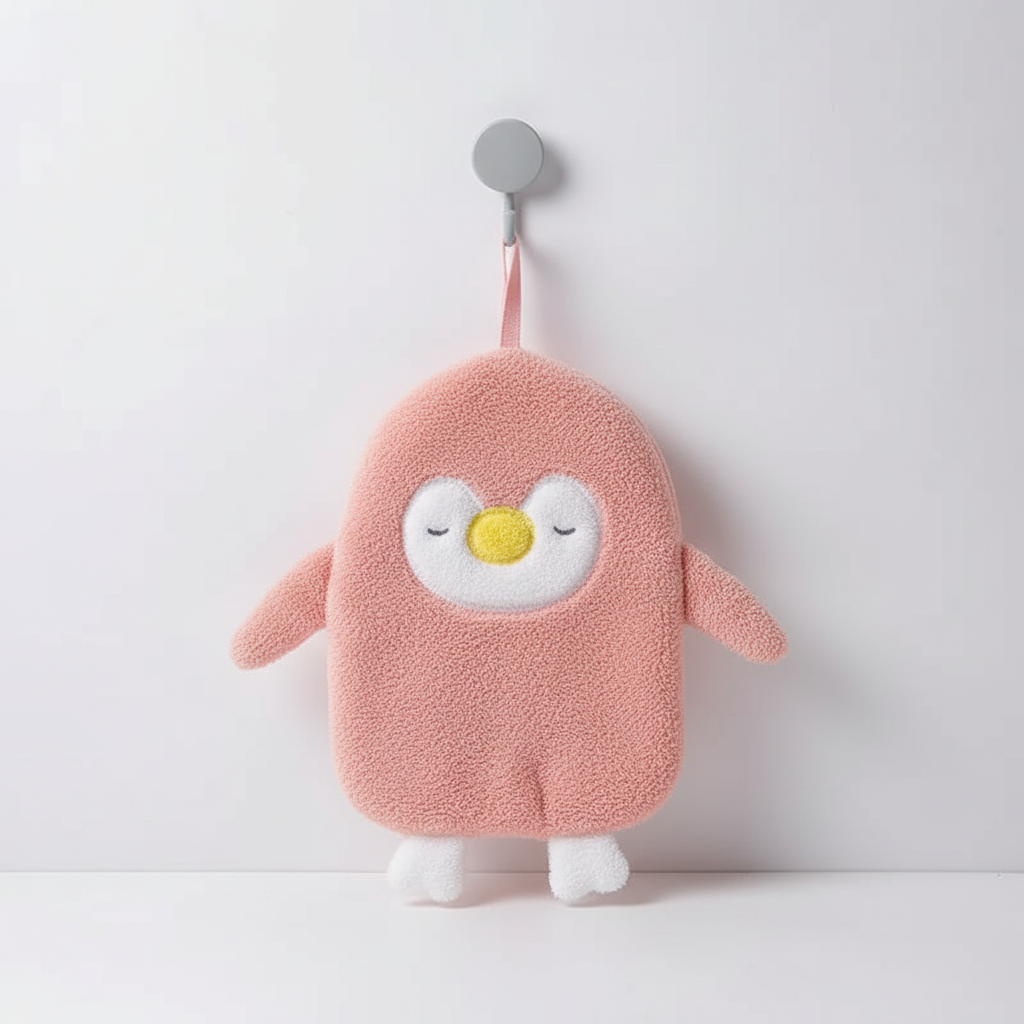 Penguin Design Coral Fleece Bath Towel