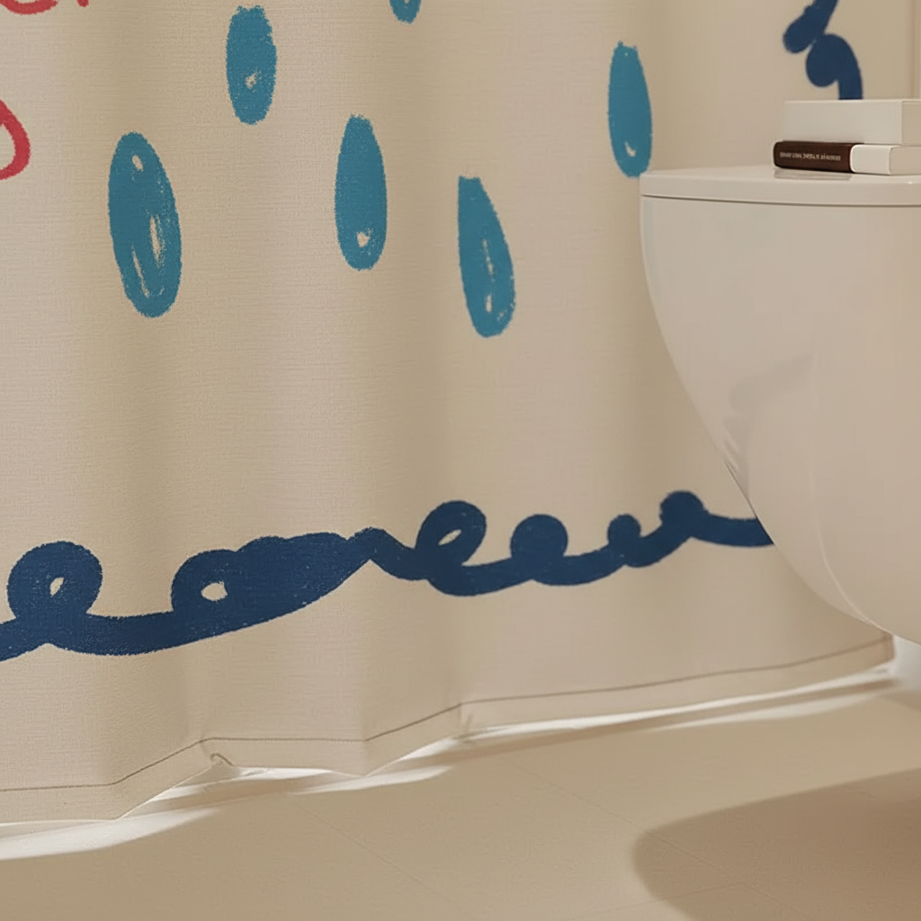 Water-Resistant Shower Curtain in Korean Fabric